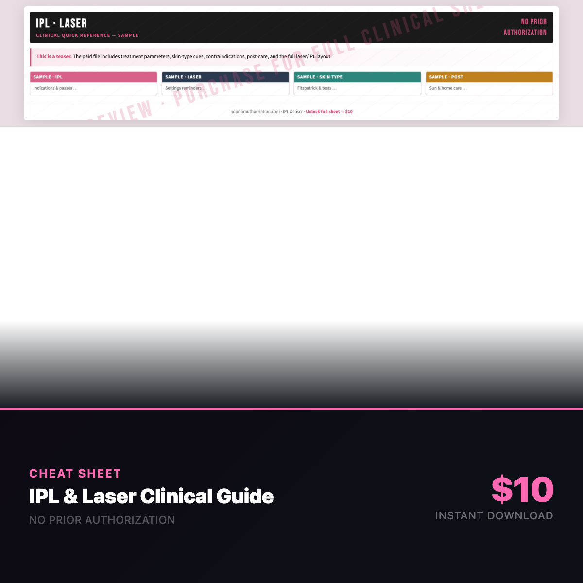 IPL & Laser Treatments Clinical Cheat Sheet