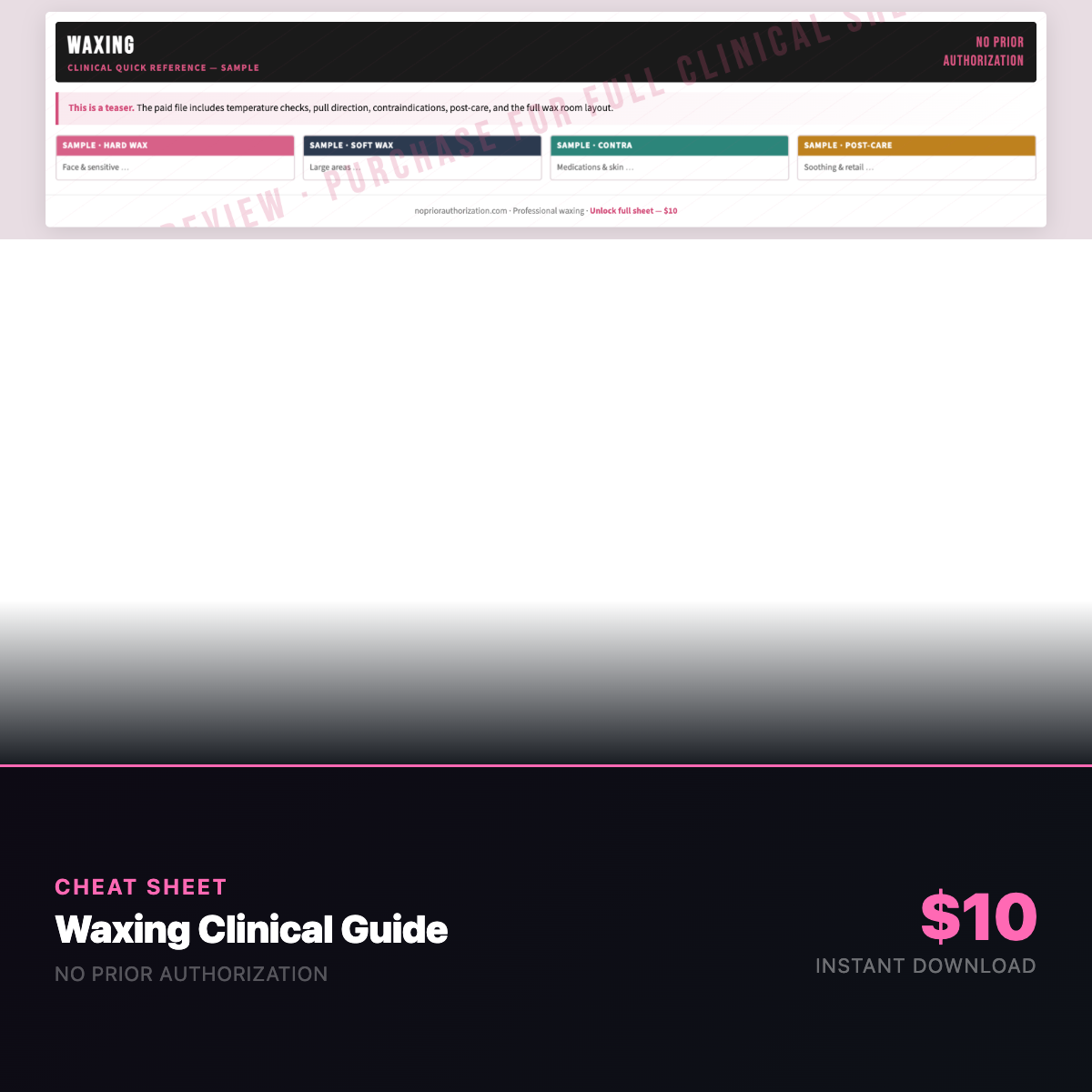Professional Waxing Clinical Cheat Sheet