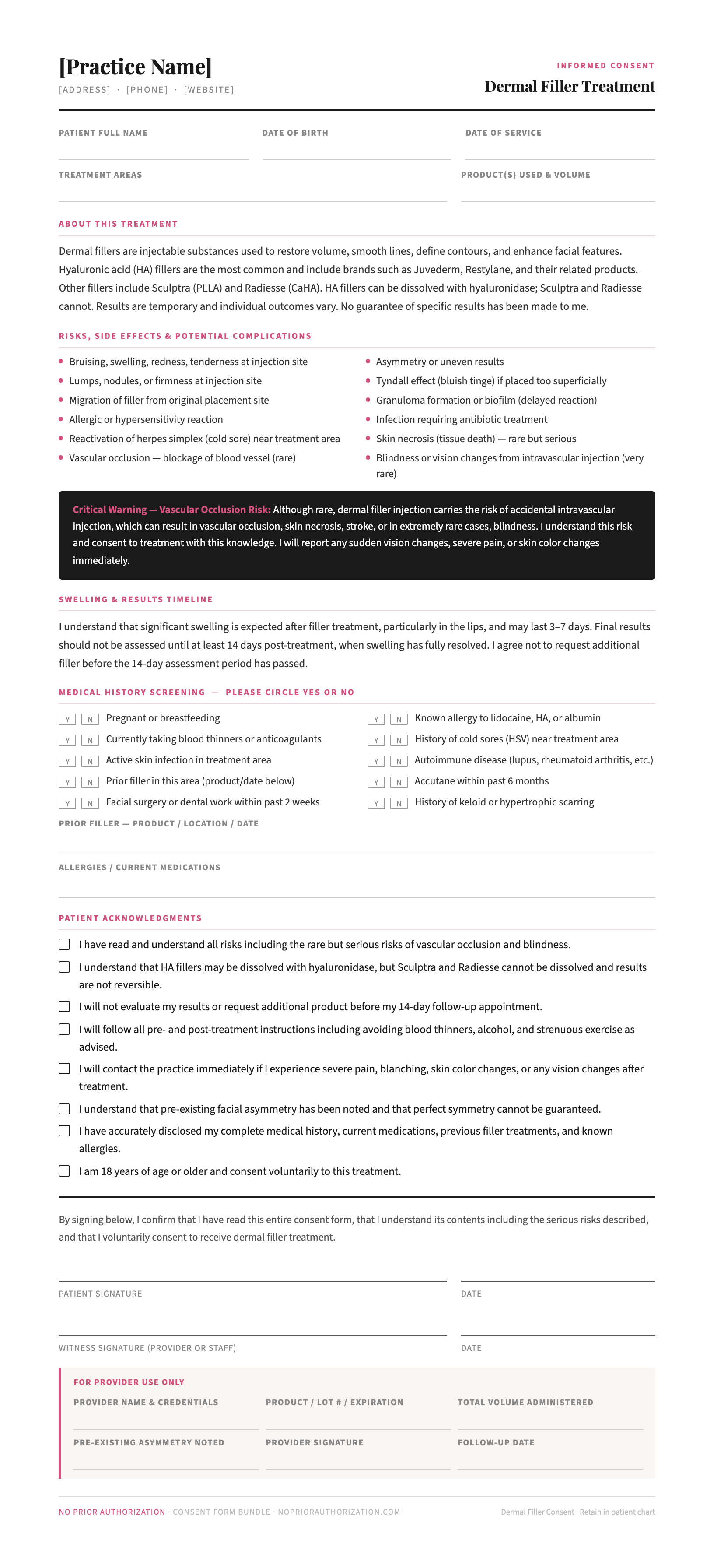 Dermal Filler Informed Consent Form