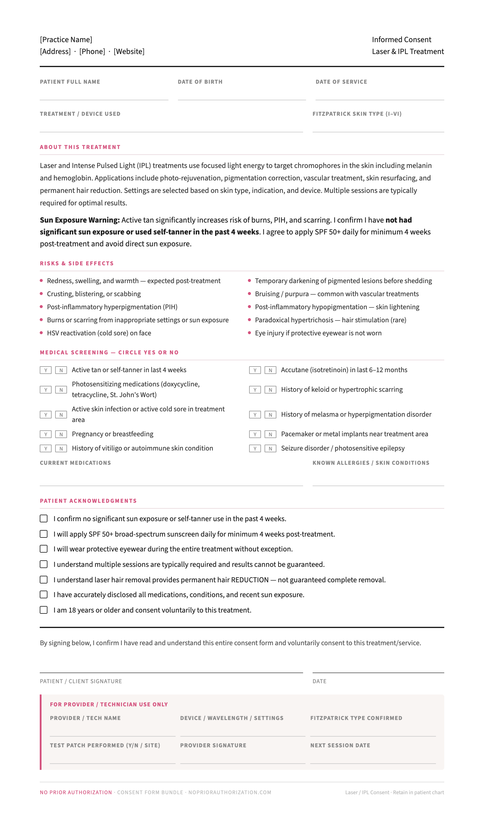 Laser & IPL Informed Consent Form