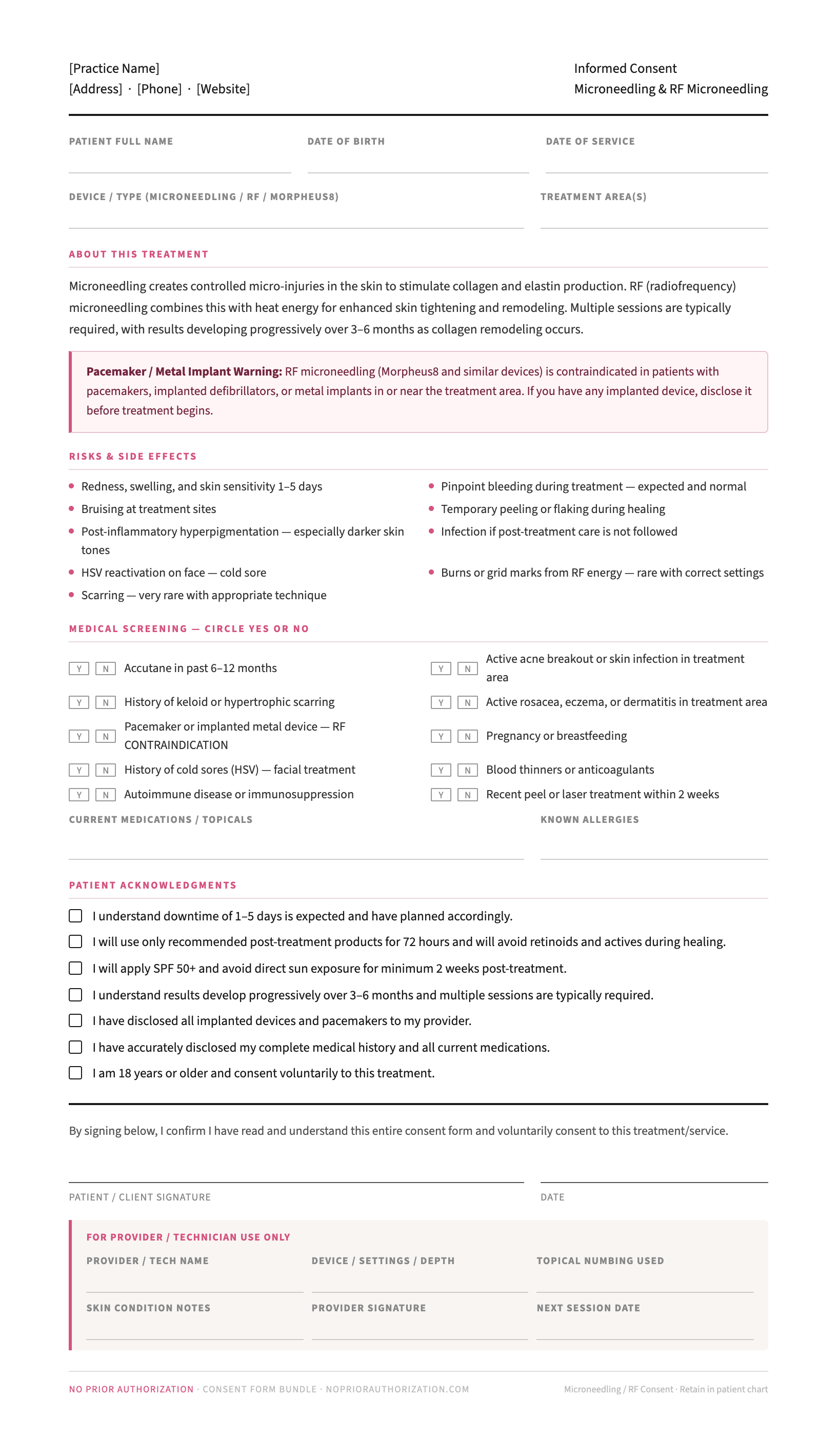 Microneedling & RF Informed Consent Form